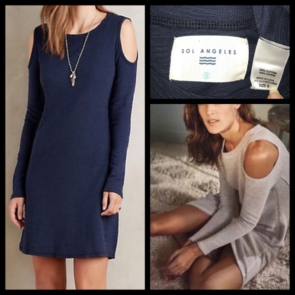 Sol Angles Open Waffle Knit Cutout Shoulder Dress - Picture 1 of 8